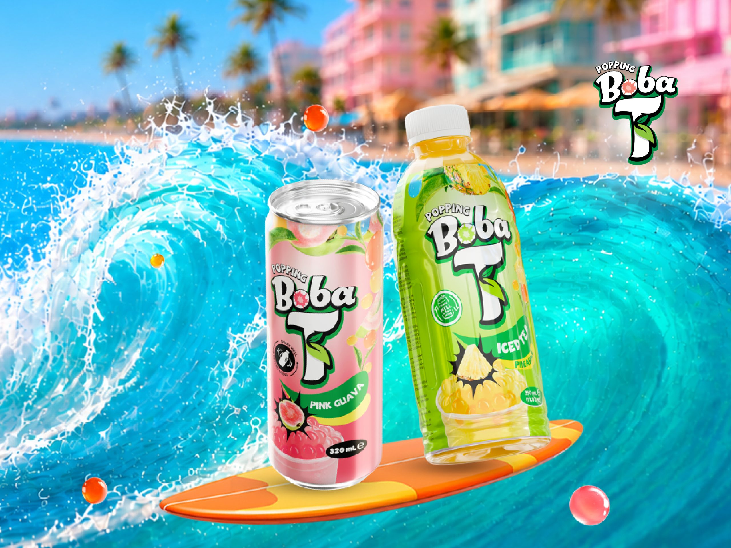 Boba T mango popping boba tea